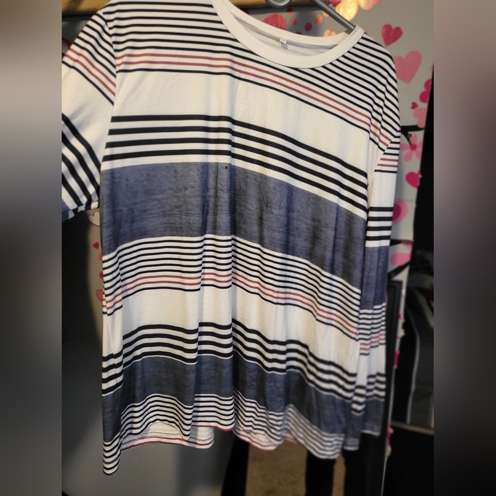 Boxy Blue and Pink Long Sleeve Top